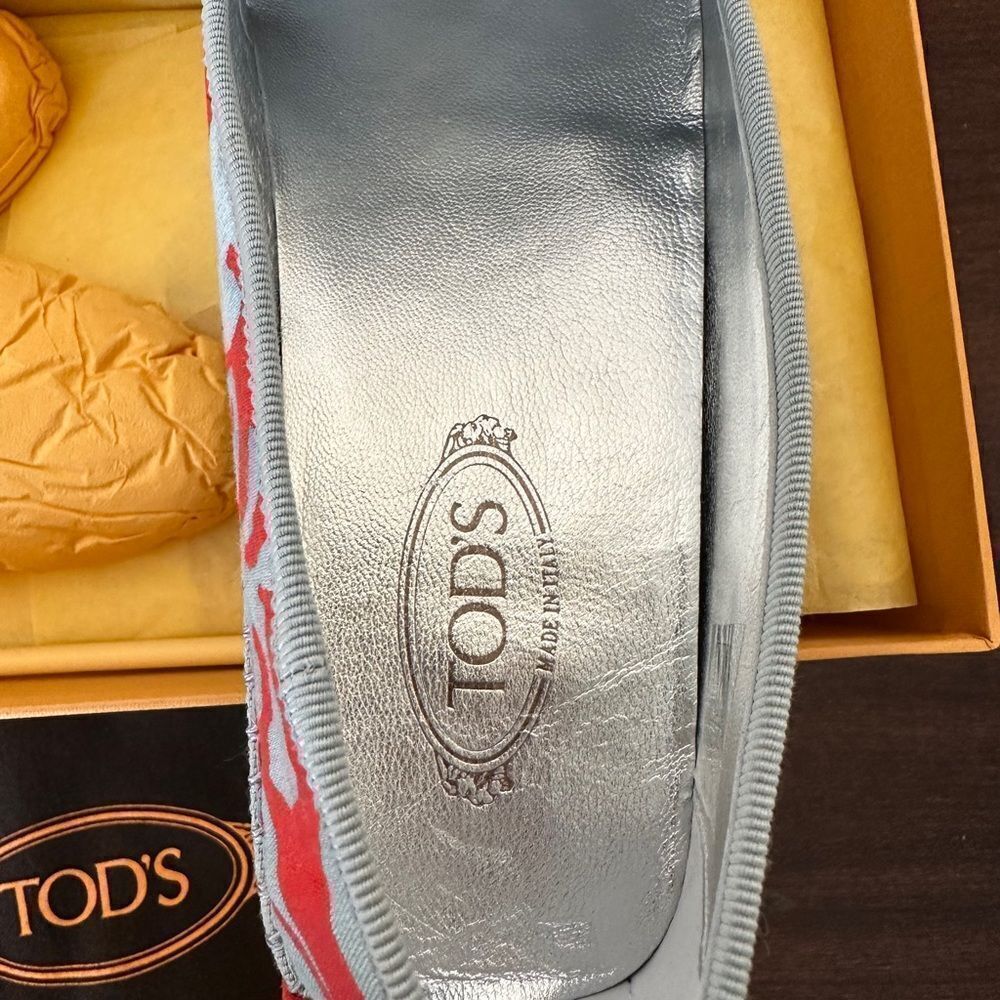 TOD’S Stylish Red and Gray Women's Pantofola loafers size 7 new - Picture 9 of 15